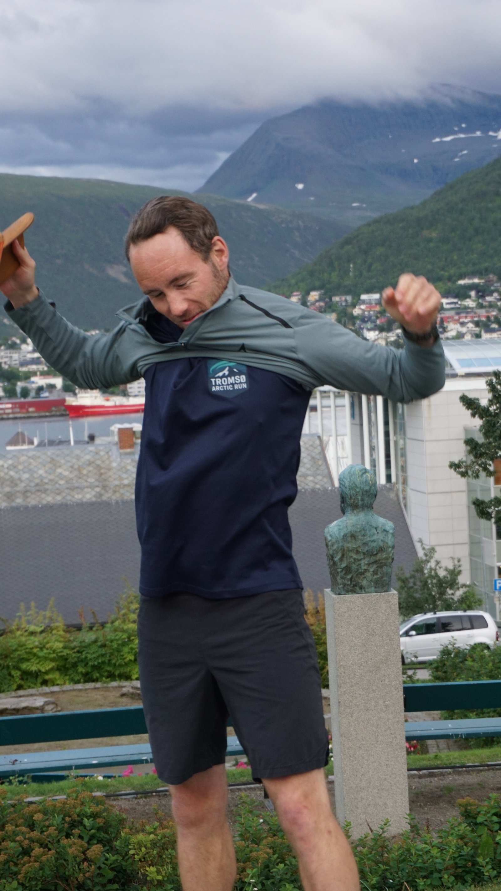 Kristoffer, founder of Tromsø Arctic Run, in the city above the harbor