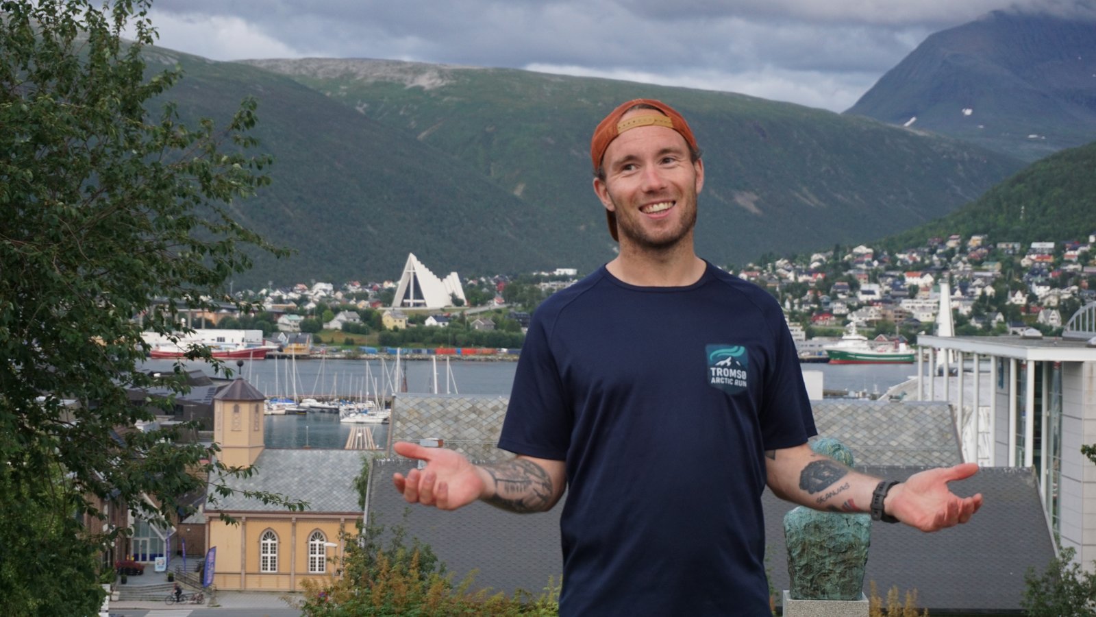 Kristoffer above Tromsø, the guide behind the future Running Tour